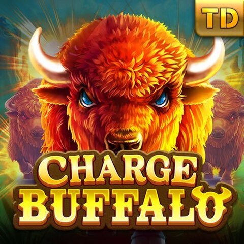 Búfalo dorado embistiendo del slot Charge Buffalo