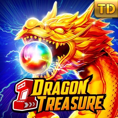 Dragón rojo con orbe brillante del slot Dragon Treasure